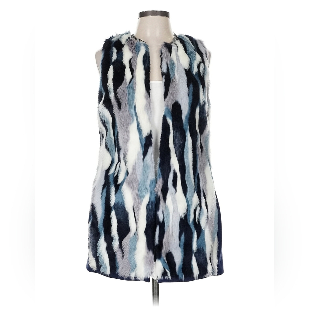 Faux Fur Vest with Animal Print